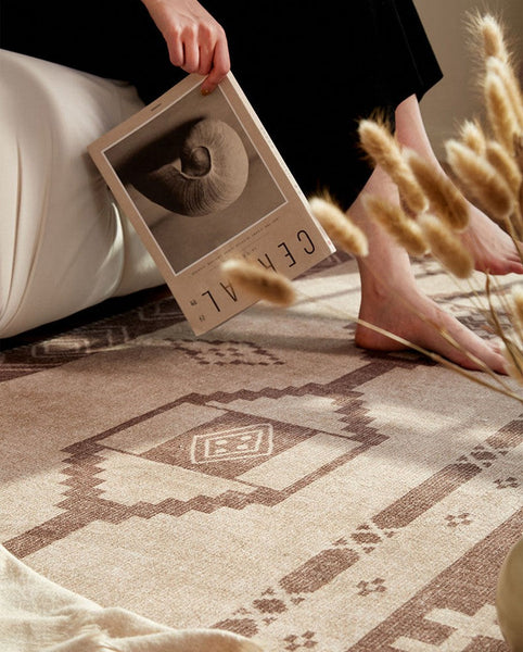 Large Contemporary Area Rugs for Dining Room, Modern Rugs for Living Room, Mid Century Area Rugs for Bedroom-ArtWorkCrafts.com