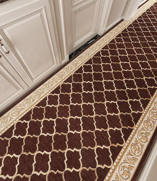 Modern Extra Long Hallway Runners, Stain-resistant Non Slip Kitchen Runner Rugs, Easy Care Entryway Brown Runner Rugs, Long Narrow Runner Rugs, Entrance Hallway Runners, Hallway Runners-ArtWorkCrafts.com
