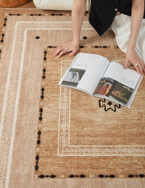 Contemporary Rugs for Bedroom, Mid Century Modern Rugs Next to Bed, Abstract Modern Carpets for Living Room, Modern Rugs for Dining Room-ArtWorkCrafts.com