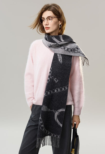 Holiday Women Scarf, Christmas Gifts for Her, Modern Wool Scarf, Warm Winter Scarf, Cold Weather Scarf, Fashion Scarf, Soft Cashmere Scarf for Girls, Elegant Designer Scarf-ArtWorkCrafts.com