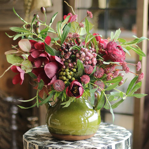 Beautiful Flower Arrangement for Home Decoration, Large Bunch of Peony Branch, Table Centerpiece, Real Touch Artificial Floral for Living Room-ArtWorkCrafts.com