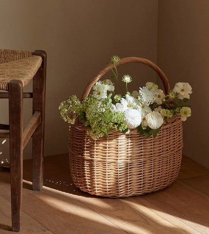 Hand-woven Wicker Storage Basket, Natural Fruit Basket, Storage Basket for Kitchen, Picnic Storage Basket with Handle, Willow Weaving Storage Basket for Shelves-ArtWorkCrafts.com