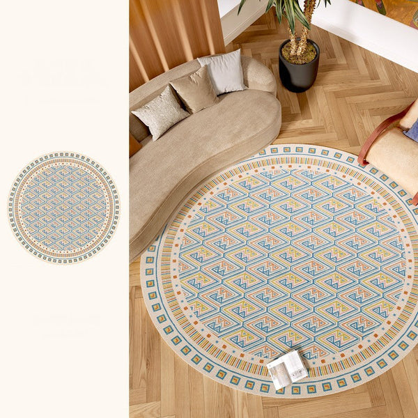 Abstract Contemporary Round Rugs for Dining Room, Circular Modern Rugs for Bathroom, Geometric Modern Rug Ideas for Living Room, Modern Rugs for Children's Room-ArtWorkCrafts.com