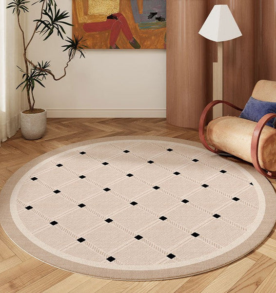 Bedroom Circular Modern Rugs, Mid Century Modern Rugs under Chairs, Geometric Round Rugs for Dining Room, Contemporary Modern Rugs-ArtWorkCrafts.com