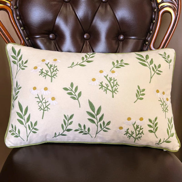 Spring Flower Sofa Decorative Pillows, Farmhouse Decorative Throw Pillows, Embroider Flower Cotton Pillow Covers, Flower Decorative Throw Pillows for Couch-ArtWorkCrafts.com