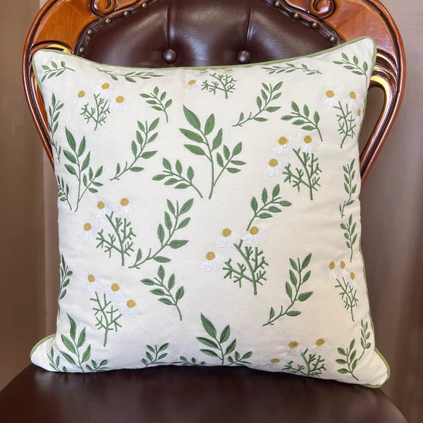 Spring Flower Sofa Decorative Pillows, Farmhouse Decorative Throw Pillows, Embroider Flower Cotton Pillow Covers, Flower Decorative Throw Pillows for Couch-ArtWorkCrafts.com