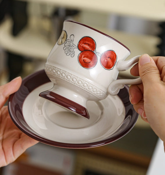 Elegant Ceramic Cups, Creative Coffee Cup and Saucer, Creative Porcelain Tea Cup Set, Beautiful British Tea Cups for Afternoon Tea-ArtWorkCrafts.com