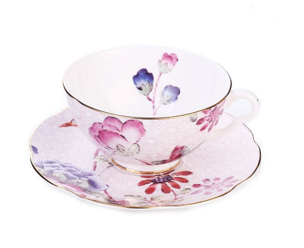 Elegant Ceramic Coffee Cups, Creative Porcelain Tea Cup Saucer Set, Unique Porcelain Cup and Saucer, Beautiful British Flower Tea Cups-ArtWorkCrafts.com