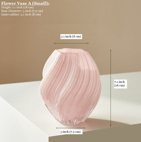Modern Vases for Living Room, Unique Decorative Glass Vase, Centerpiece Vases on Table, Handmade Contemporary Glass Vases, Mid Century Pink Vases for Flowers-ArtWorkCrafts.com