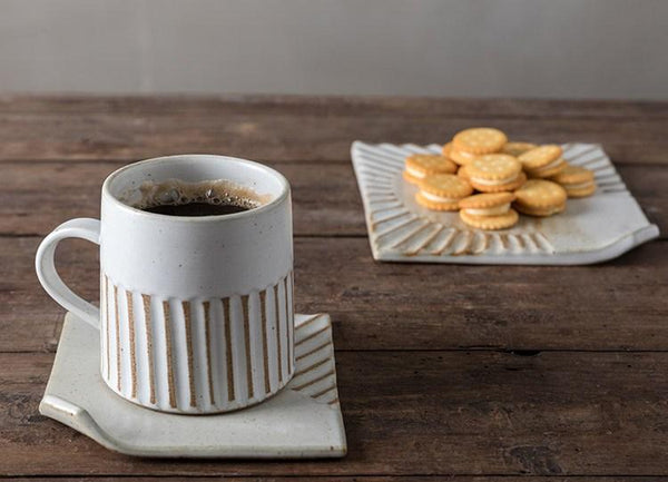 Latte Coffee Cup, Cappuccino Coffee Mug, Coffee Cup and Saucer Set, Large Coffee Cup, Pottery Coffee Cups-ArtWorkCrafts.com