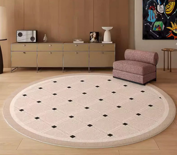 Bedroom Circular Modern Rugs, Mid Century Modern Rugs under Chairs, Geometric Round Rugs for Dining Room, Contemporary Modern Rugs-ArtWorkCrafts.com
