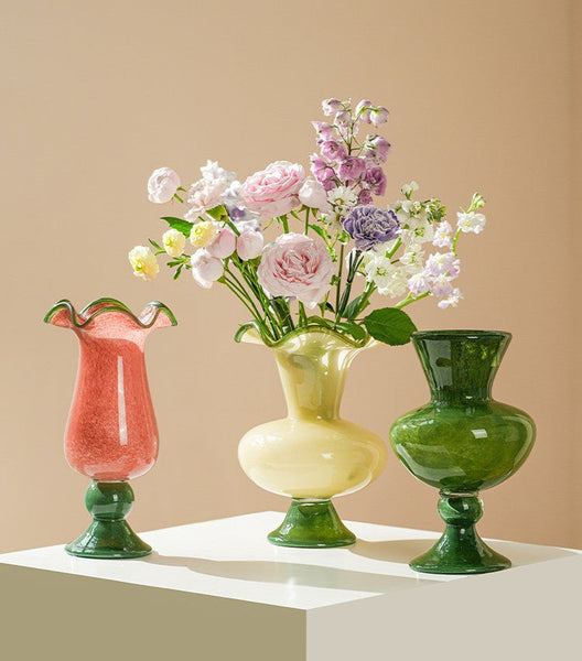 Unique Modern Glass Vase, Contemporary Vase for Modern Home Decor, Modern Glass Flower Vases, Handmade Liuli Vases, Centerpiece Vases on Table-ArtWorkCrafts.com