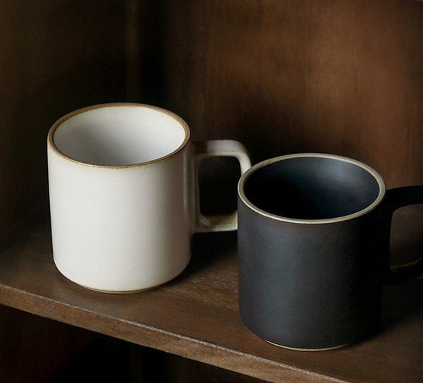 Modern Handmade Pottery Coffee Cup, Large Capacity Coffee Mugs, Unique Tea Cup, Creative White Black Ceramic Coffee Mugs-ArtWorkCrafts.com