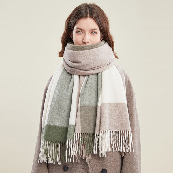 Wool Scarf for Women, Plaid Winter Shawl, Soft Wool Scarf for women, Christmas Holiday Gift, Evening Wrap, Large Winter Shawl, Elegant Shawl, Warm Cape, Winter Scarves-ArtWorkCrafts.com