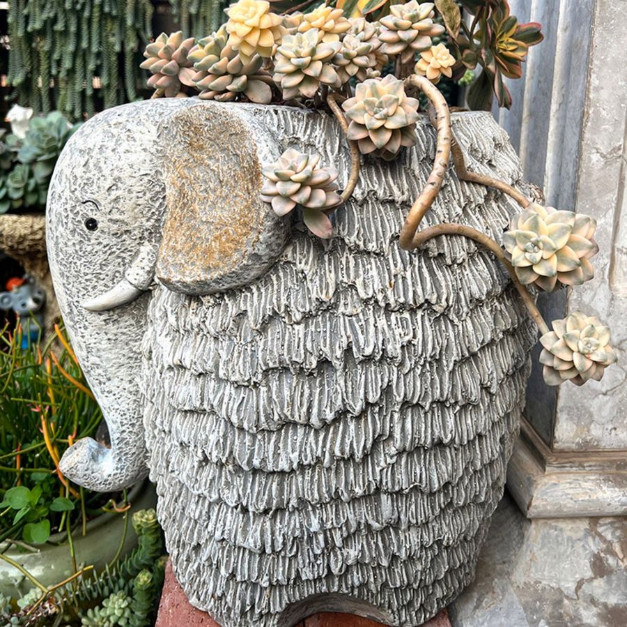 Elephant Flower Pot, Modern Animal Statue for Garden Ornaments, Large Elephant Flowerpot, Resin Statue for Garden, Villa Outdoor Decor Gardening Ideas-ArtWorkCrafts.com