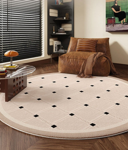 Bedroom Circular Modern Rugs, Mid Century Modern Rugs under Chairs, Geometric Round Rugs for Dining Room, Contemporary Modern Rugs-ArtWorkCrafts.com