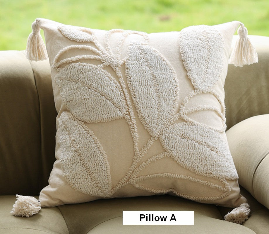 Contemporary Modern Sofa Pillow Covers, Square Modern Throw Pillows for Couch, Leaf Decorative Pillows for Bedroom, Modern Decorative Pillows for Interior Design-ArtWorkCrafts.com