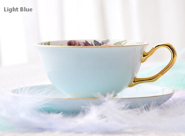 Royal Porcelain Tea Cup Saucer Set, Elegant Flower Pattern Ceramic Coffee Cups, Beautiful British Tea Cups, Unique Traditional Afternoon Tea Cup and Saucer in Gift Box-ArtWorkCrafts.com