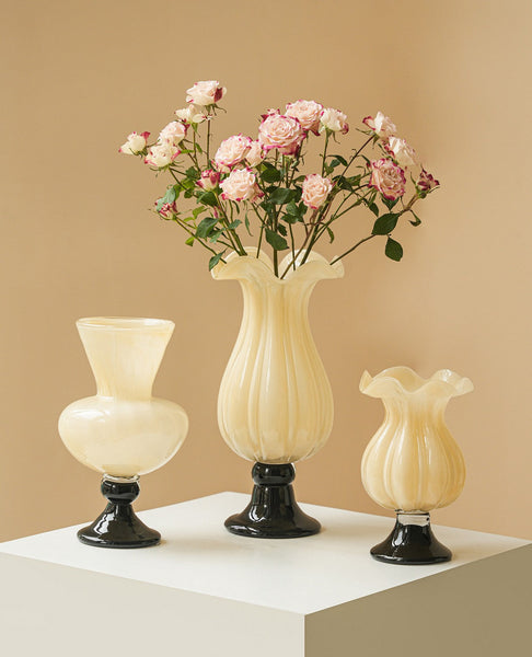 Unique Decorative Glass Vase, Centerpiece Contemporary Vases on Table, Mid Century Glass Vases, Handmade Modern Vases for Living Room, Modern Glass Vase for Flowers-ArtWorkCrafts.com
