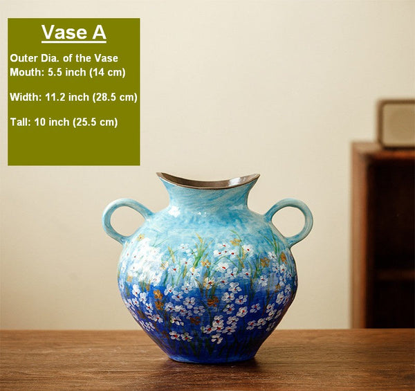 Large Flower Vases on Table, Modern Pottery Flower Vases, Centerpiece on Dining Table, Handmade Water Holding Flower Vases, Pottery Bud Vases-ArtWorkCrafts.com