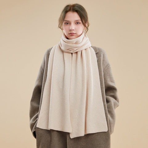 Beige Winter Scarf, Fashion Designer Scarf, Cold Weather Scarf, Cashmere Scarf for Women, Casual Scarf for Women, Modern Wool Scarf for Women-ArtWorkCrafts.com