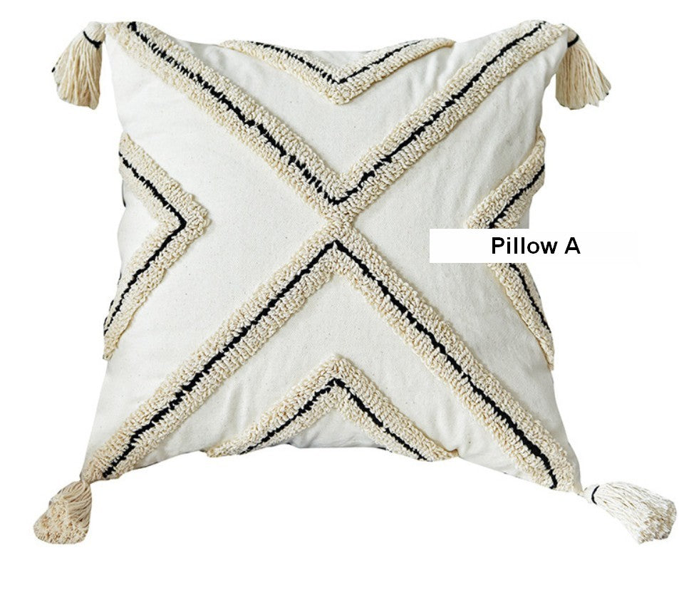 Geometric Square Modern Throw Pillows for Couch, Beige Decorative Throw Pillows, Contemporary Throw Pillow for Interior Design-ArtWorkCrafts.com