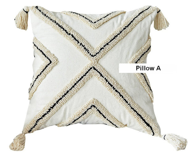 Geometric Square Modern Throw Pillows for Couch, Beige Decorative Throw Pillows, Contemporary Throw Pillow for Interior Design-ArtWorkCrafts.com