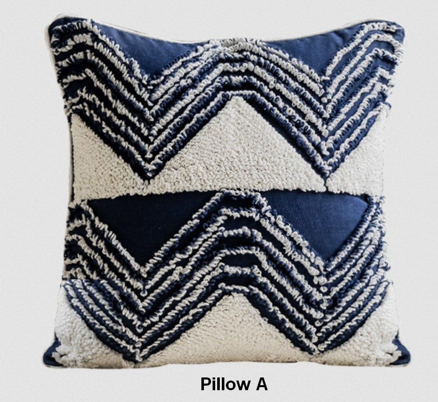 Modern Decorative Pillows for Bedroom, Decorative Pillow Covers, Blue Square Modern Decorative Pillows for Couch, Contemporary Modern Sofa Pillows-ArtWorkCrafts.com