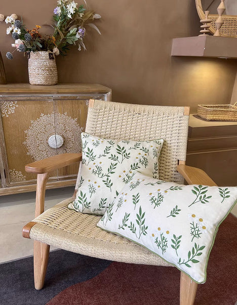 Spring Flower Sofa Decorative Pillows, Farmhouse Decorative Throw Pillows, Embroider Flower Cotton Pillow Covers, Flower Decorative Throw Pillows for Couch-ArtWorkCrafts.com