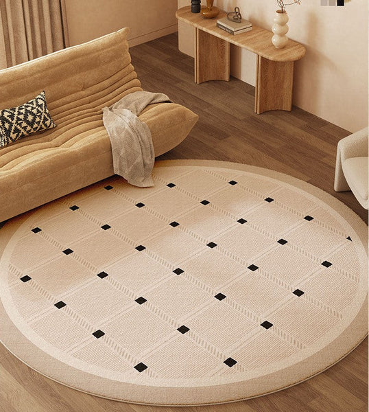 Bedroom Circular Modern Rugs, Mid Century Modern Rugs under Chairs, Geometric Round Rugs for Dining Room, Contemporary Modern Rugs-ArtWorkCrafts.com