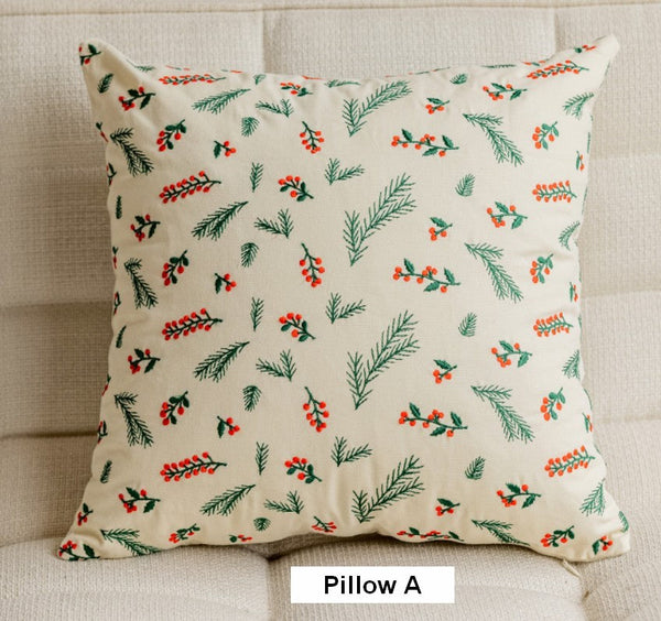 Decorative Pillows for Couch, Farmhouse Decorative Pillows for Sofa, Embroider Flower Cotton Pillow Covers, Spring Flower Decorative Pillows for Bedroom-ArtWorkCrafts.com