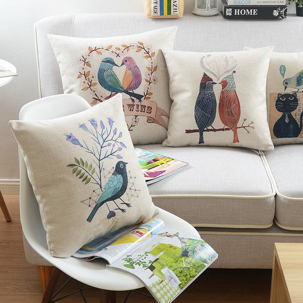 Love Birds Throw Pillows for Couch, Singing Birds Decorative Throw Pillows, Modern Sofa Decorative Pillows, Decorative Pillow Covers-ArtWorkCrafts.com