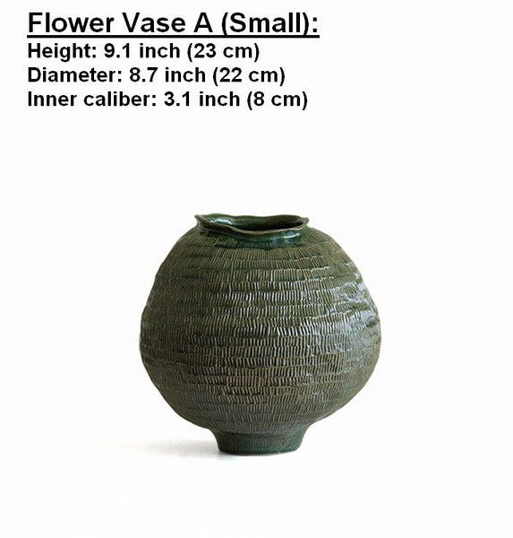 Large Contemporary Vases on Dining Table, Handmade Modern Flower Vase, Centerpiece Ceramic Bouquet Vases, Green Porcelain Vases for Modern Home Decor-ArtWorkCrafts.com