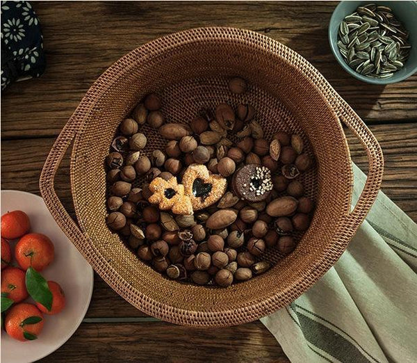 Indonesia Hand Woven Storage Basket, Natural Fiber Decorative Baskets, Small Rustic Food Basket-ArtWorkCrafts.com