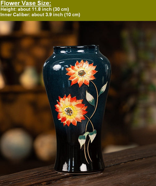 Ceramic Bouquet Vases, Sunflower Vases on Table, Porcelain Flower Vases, Dining Table Centerpiece, Handmade Water Holding Flower Vase-ArtWorkCrafts.com