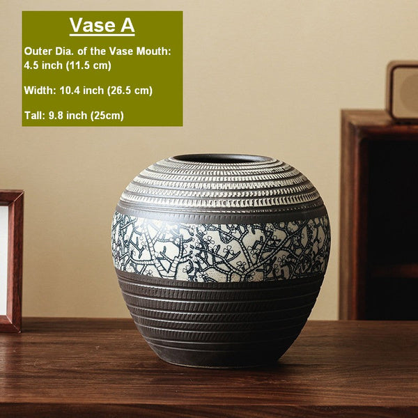 Large Pottery Flower Vases Urn, Centerpiece on Dining Table, Flower Vase on Table, Handmade Water Holding Flower Vases, Modern Bouquet Vases-ArtWorkCrafts.com