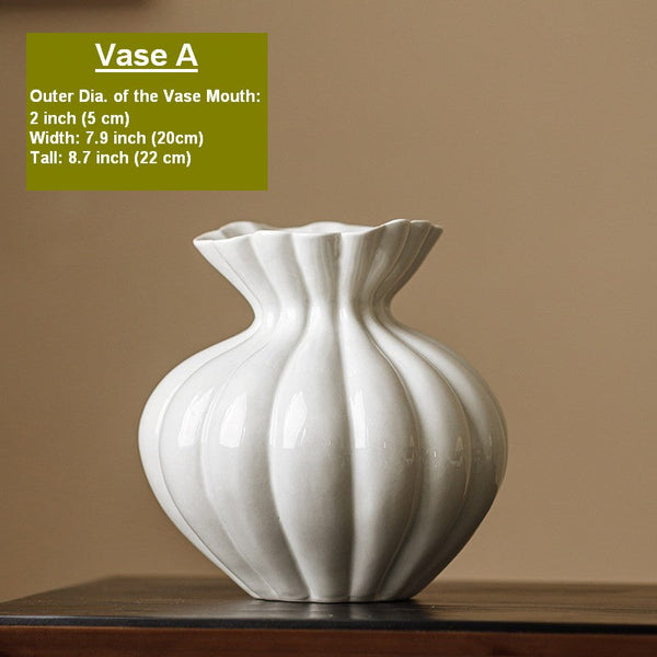 Handmade Water Holding Flower Vases, Modern Flower Vase Centerpiece on Table, Porcelain Flower Vases, Ceramic Bouquet Vases-ArtWorkCrafts.com