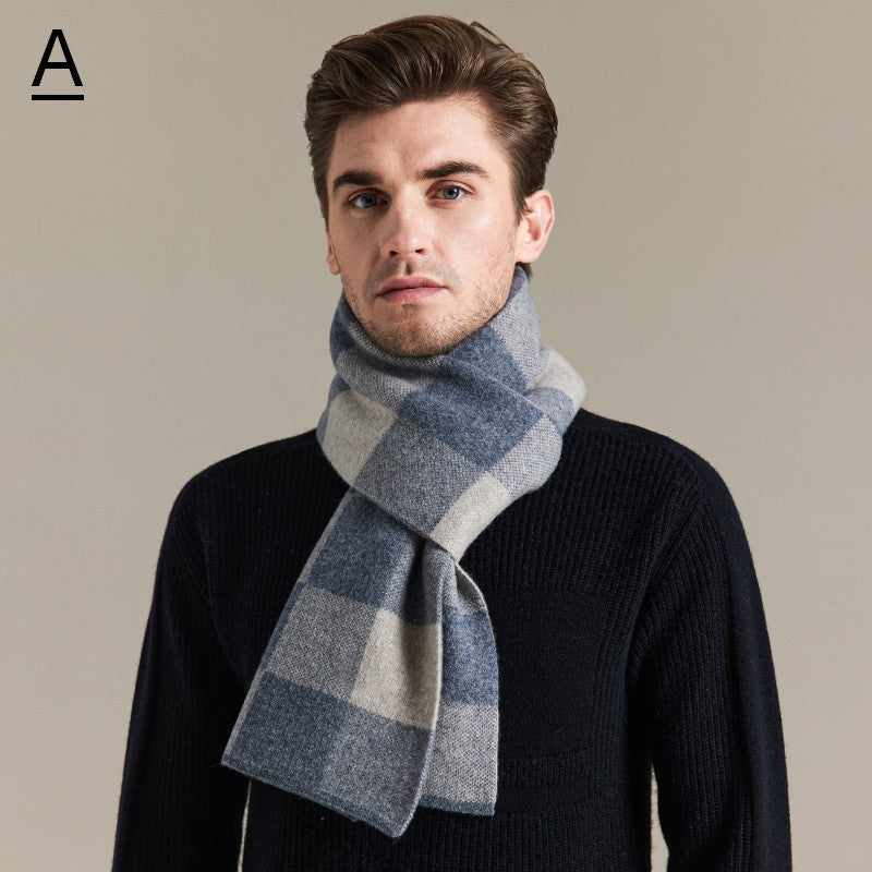Plaid Scarf for Men, Business Wool Scarf for Gentleman, Men's Winter Scarf, Men's Wool Scarf Winter, Modern Fashion Scarf, Formal Men Scarf Styles, Pure Wool Scarf-ArtWorkCrafts.com