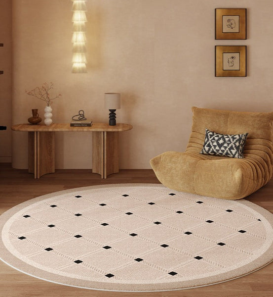 Bedroom Circular Modern Rugs, Mid Century Modern Rugs under Chairs, Geometric Round Rugs for Dining Room, Contemporary Modern Rugs-ArtWorkCrafts.com