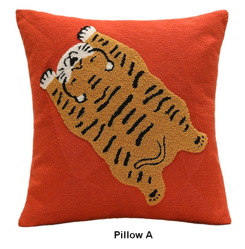 Contemporary Modern Sofa Pillow Covers, Square Modern Throw Pillows for Couch, Lovely Tiger Decorative Pillows for Children's Room, Decorative Pillows for Bedroom-ArtWorkCrafts.com