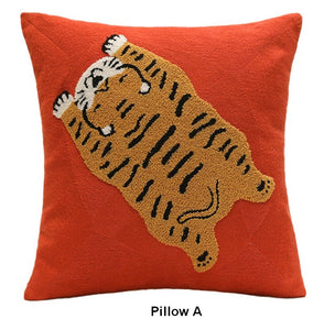 Contemporary Modern Sofa Pillow Covers, Square Modern Throw Pillows for Couch, Lovely Tiger Decorative Pillows for Children's Room, Decorative Pillows for Bedroom-ArtWorkCrafts.com