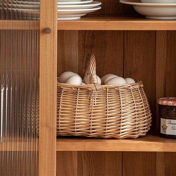 Hand-woven Wicker Storage Basket, Small Picnic Storage Basket with Handle, Willow Weaving Baskets for Vegetable, Natural Fruit Basket, Kitchen Storage Baskets-ArtWorkCrafts.com