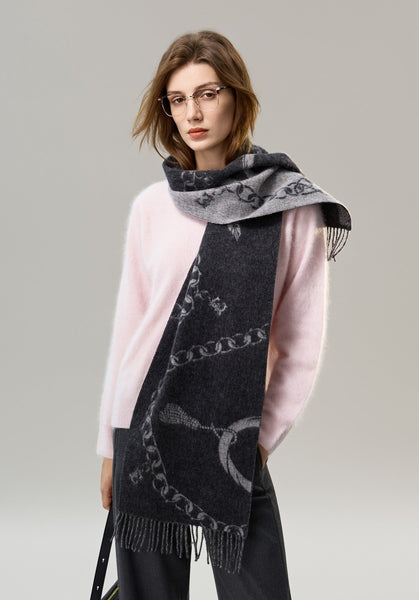 Holiday Women Scarf, Christmas Gifts for Her, Modern Wool Scarf, Warm Winter Scarf, Cold Weather Scarf, Fashion Scarf, Soft Cashmere Scarf for Girls, Elegant Designer Scarf-ArtWorkCrafts.com