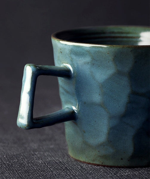 Modern Handmade Pottery Coffee Cup, Creative Brown White Black Blue Ceramic Coffee Mugs, Large Unique Tea Cup, Large Capacity Coffee Cups-ArtWorkCrafts.com