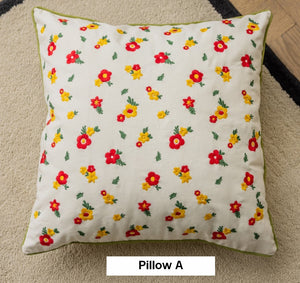 Spring Flower Decorative Pillows for Dining Room, Embroider Flower Cotton Pillow Covers, Decorative Pillows for Sofa, Farmhouse Decorative Pillows for Couch-ArtWorkCrafts.com