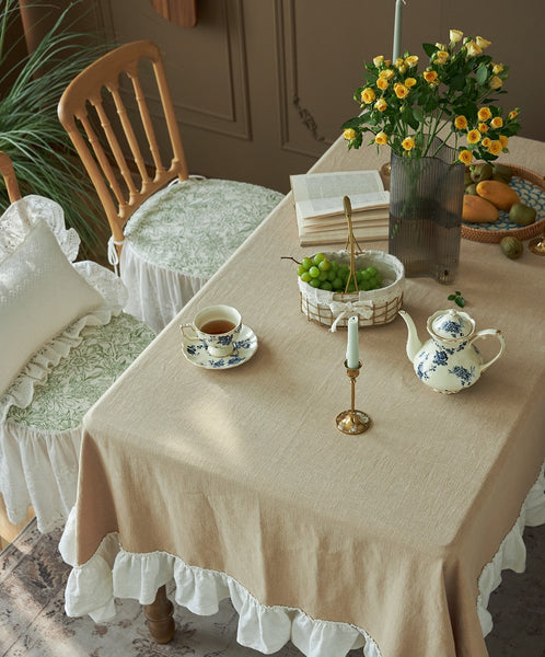 Modern Table Cloth, Beige Tablecloth for Home Decoration, Square Tablecloth for Round Table, Extra Large Rectangle Tablecloth for Dining Room Table-ArtWorkCrafts.com