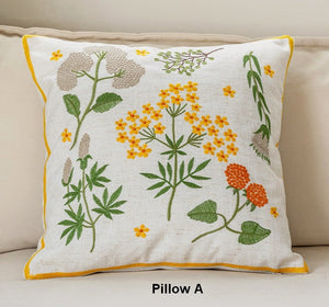 Decorative Pillows for Couch, Spring Flower Decorative Throw Pillows, Farmhouse Sofa Decorative Pillows, Embroider Flower Cotton Pillow Covers-ArtWorkCrafts.com
