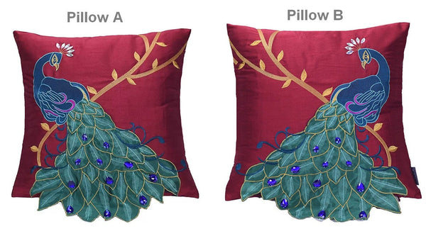 Embroider Peacock Cotton and linen Pillow Cover, Beautiful Decorative Throw Pillows, Decorative Sofa Pillows, Decorative Pillows for Couch-ArtWorkCrafts.com