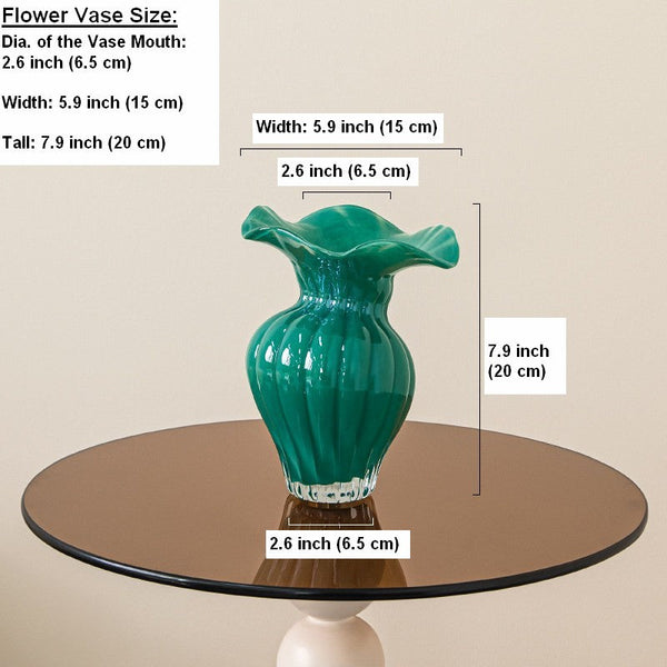 Unique Handmade Liuli Vases, Color Glaze Vase, Contemporary Vases for Modern Home Decor, Green Glass Bud Vases, Centerpiece Vases on Table-ArtWorkCrafts.com