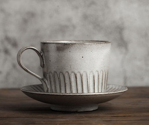 Latte Coffee Cup, Ceramic Coffee Cup, Pottery Coffee Cups, Breakfast Milk Cup, Cappuccino Coffee Mug, Coffee Cup and Saucer Set-ArtWorkCrafts.com
